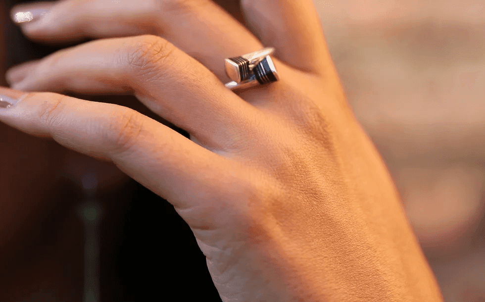 Bague argent et ébène