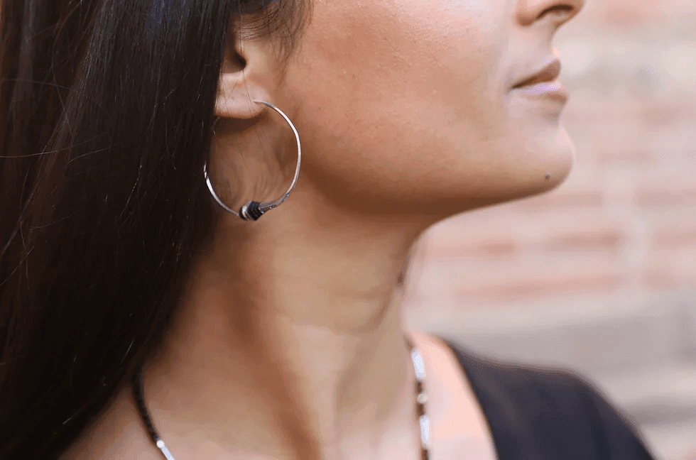 Boucles d’oreilles argent et ébène