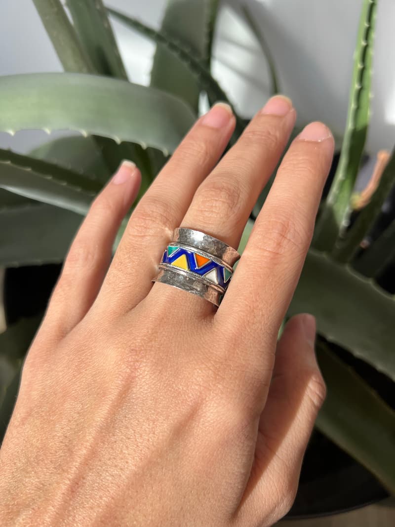 bague en argent 925 émaillé colorés