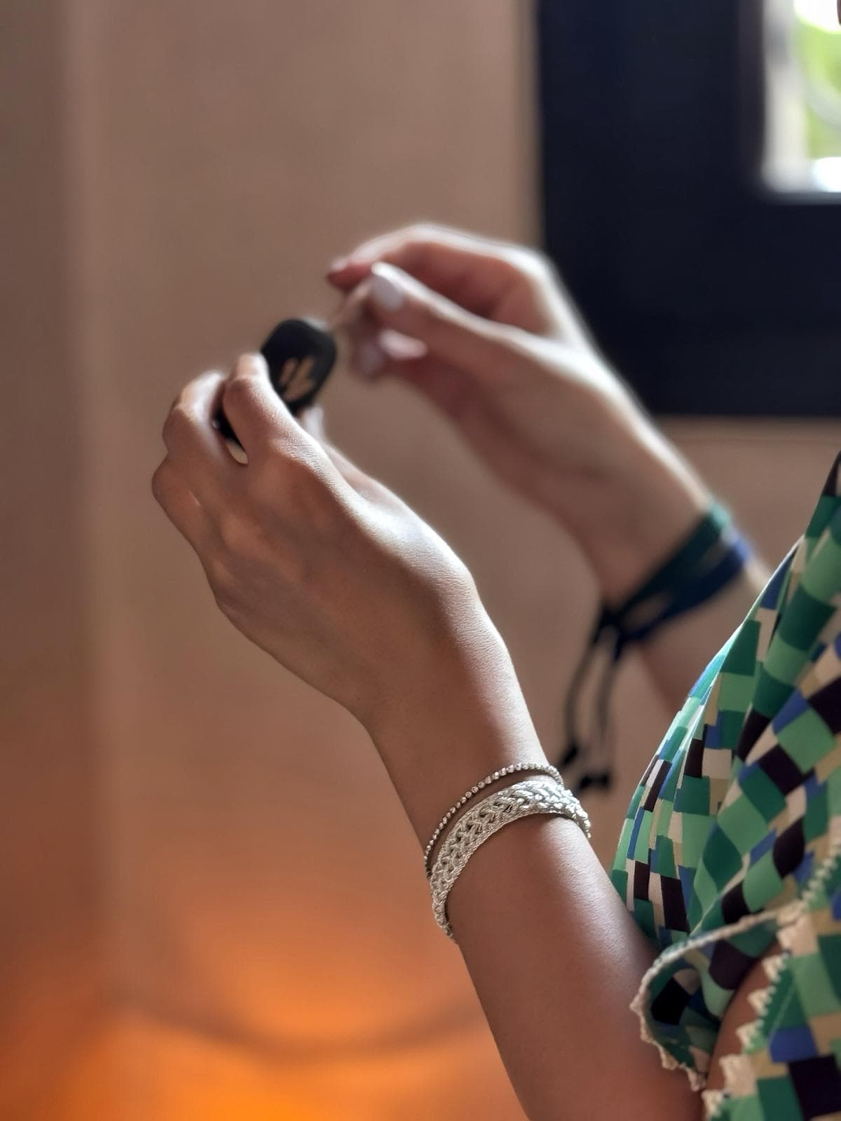 Bracelet argenté en passementerie marocaine