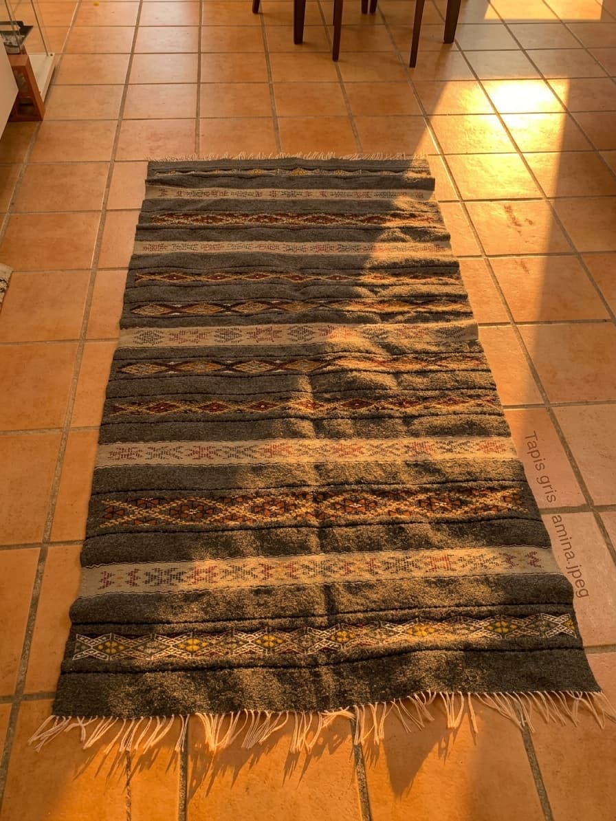 Grand tapis amazigh en gris