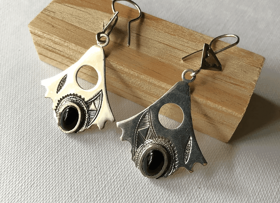 Boucles d’oreilles argent et onyx