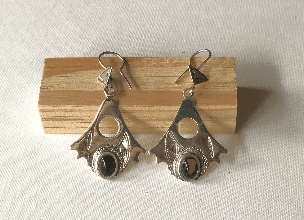 Boucles d’oreilles argent et onyx