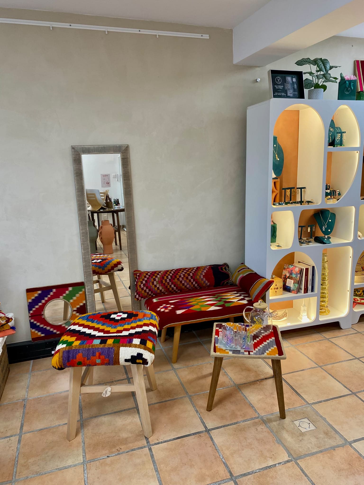 Tabouret en Bois Henbel Tissée Main