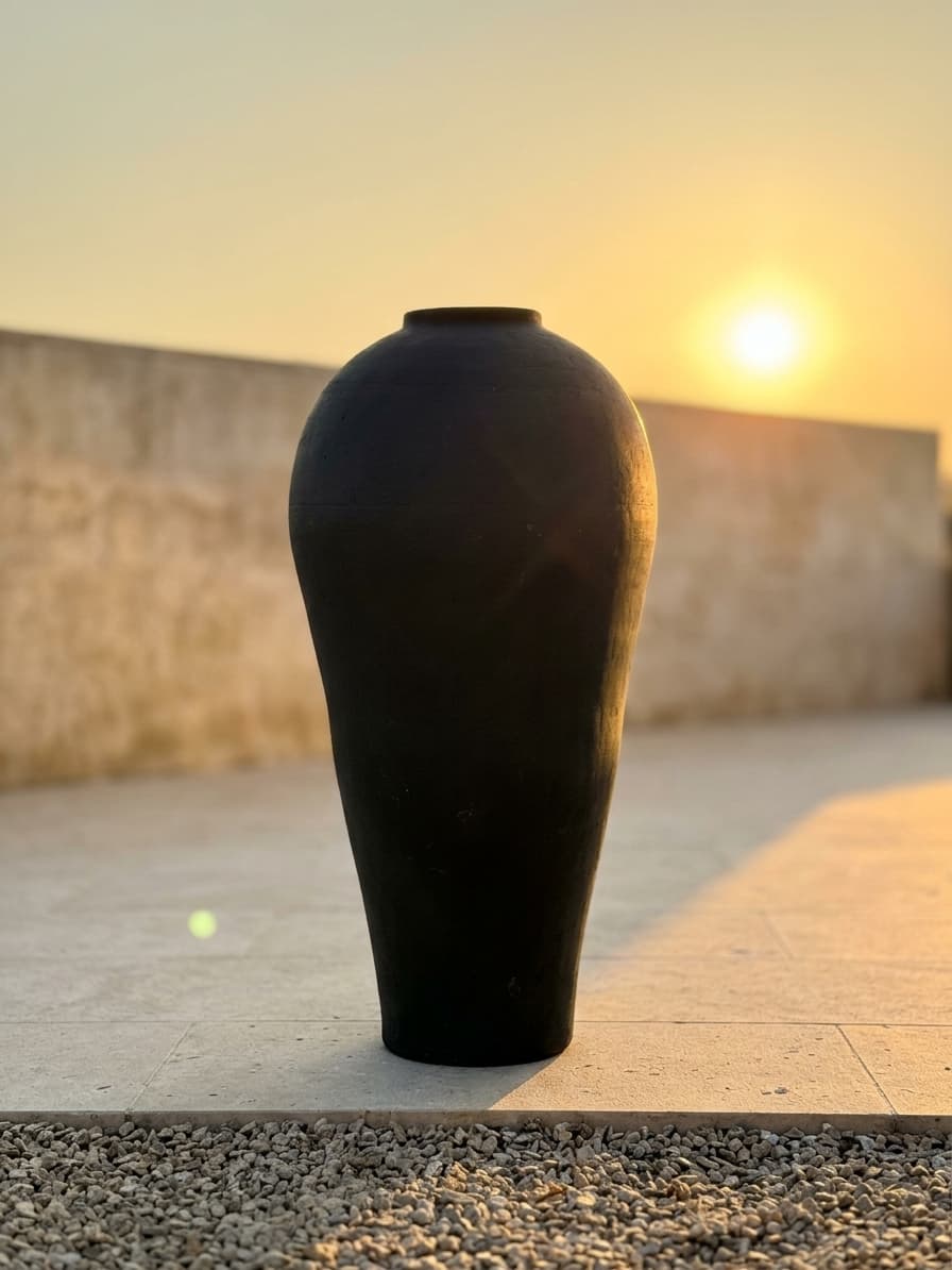 Grande amphore en terre cuite noire ” Némia “