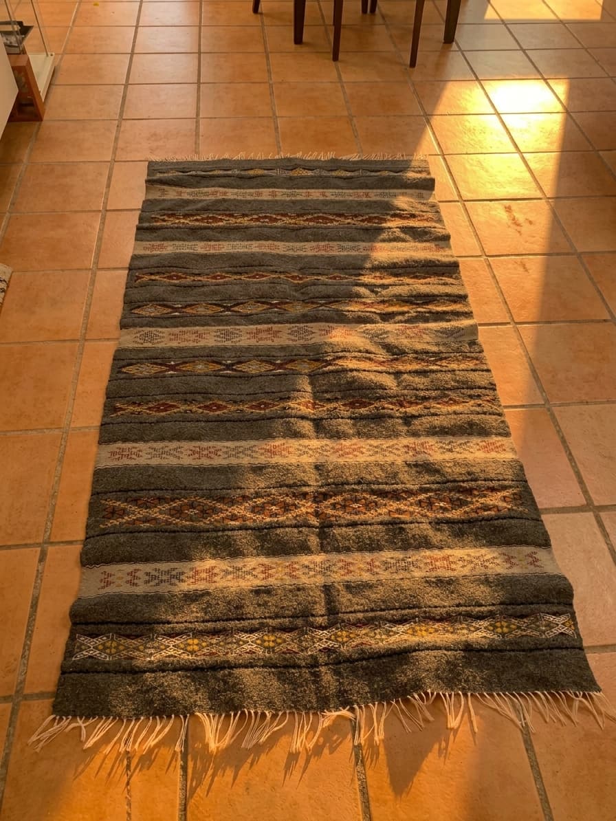 Grand tapis amazigh en gris