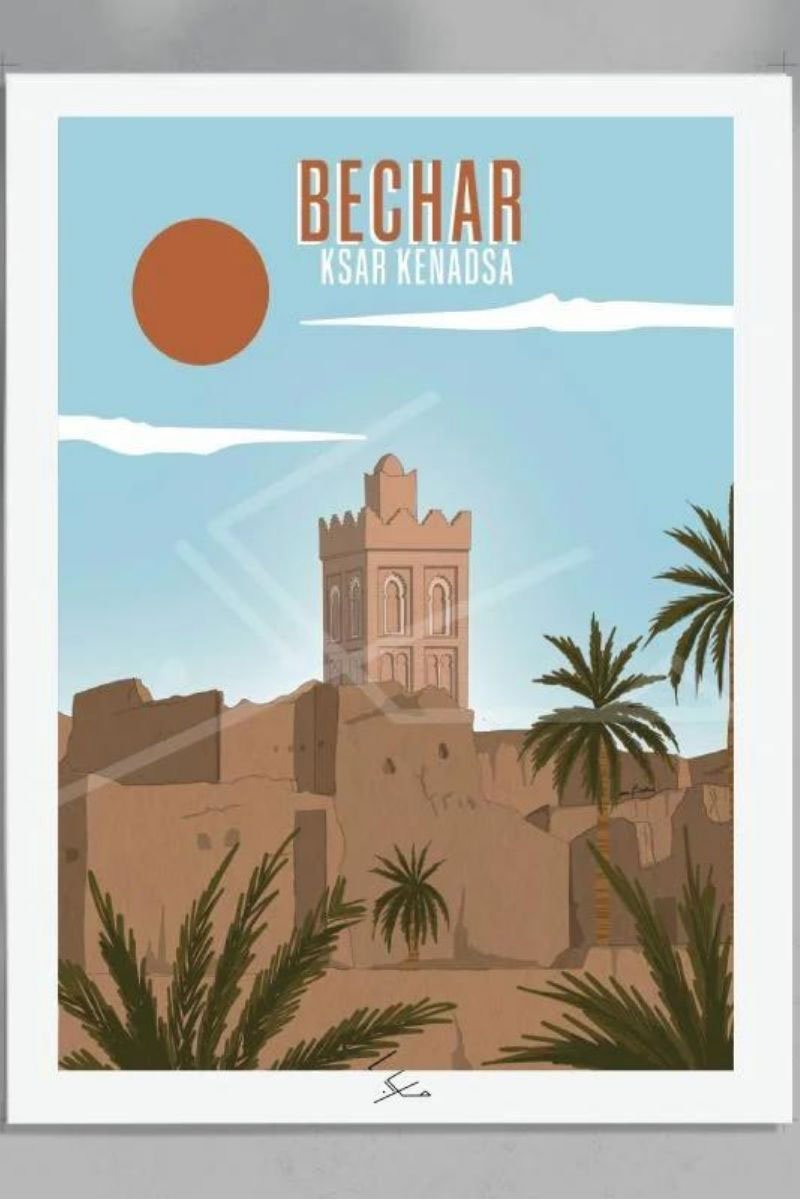 Illustration ville de Béchar en Algérie par Makan Illustrations