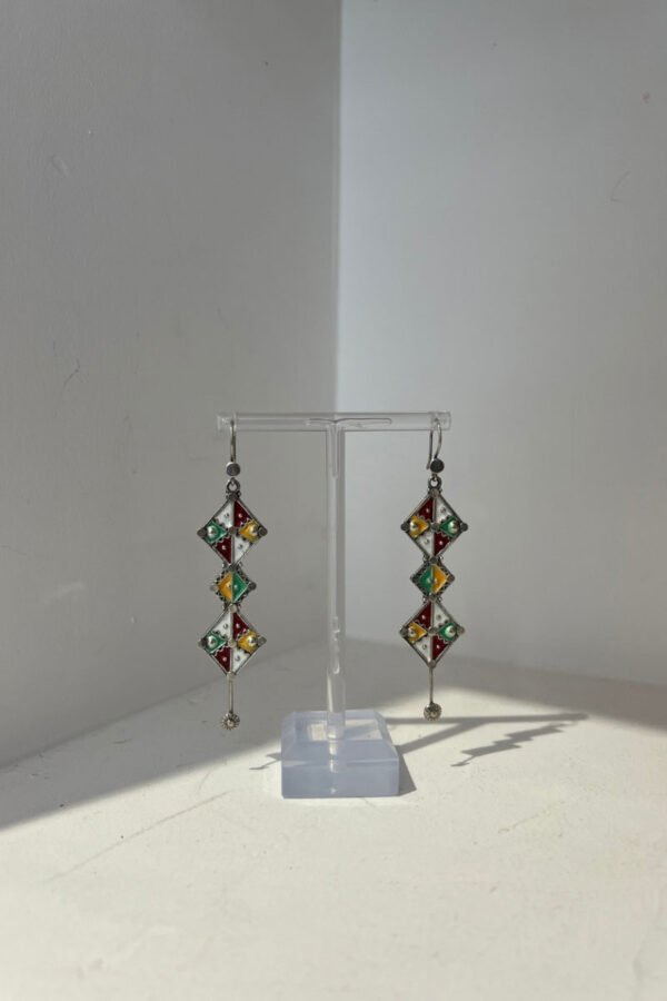 Boucles d'oreilles pendantes losanges colorés