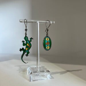 boucles d'oreilles amazigh berbère kabyle en argent émaillé