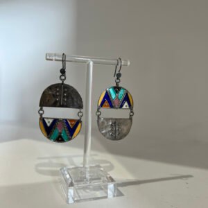 boucles d'oreilles amazigh berbère kabyle en argent émaillé