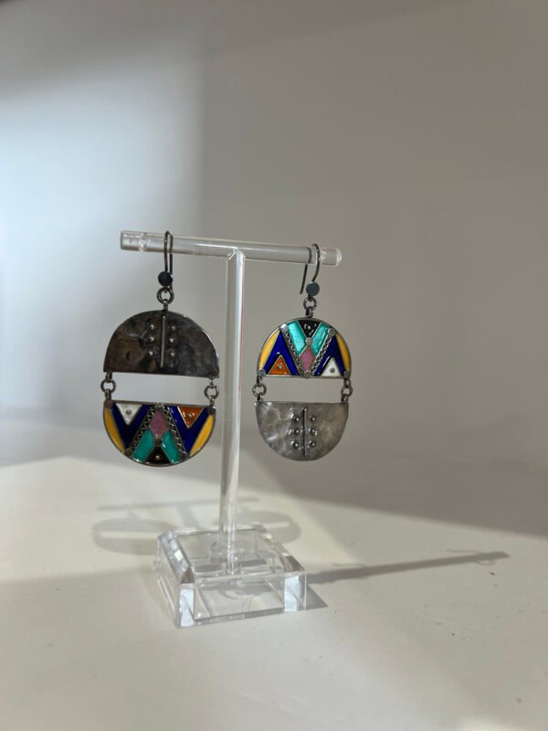 boucles d'oreilles amazigh berbère kabyle en argent émaillé