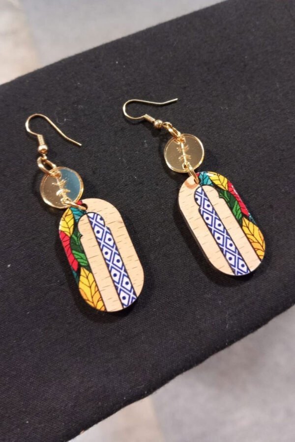 boucles d'oreilles amazigh en bois "couleurs de la médina"