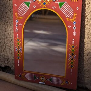 miroir artisanal amazigh rouge