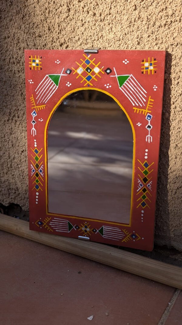 miroir artisanal amazigh rouge