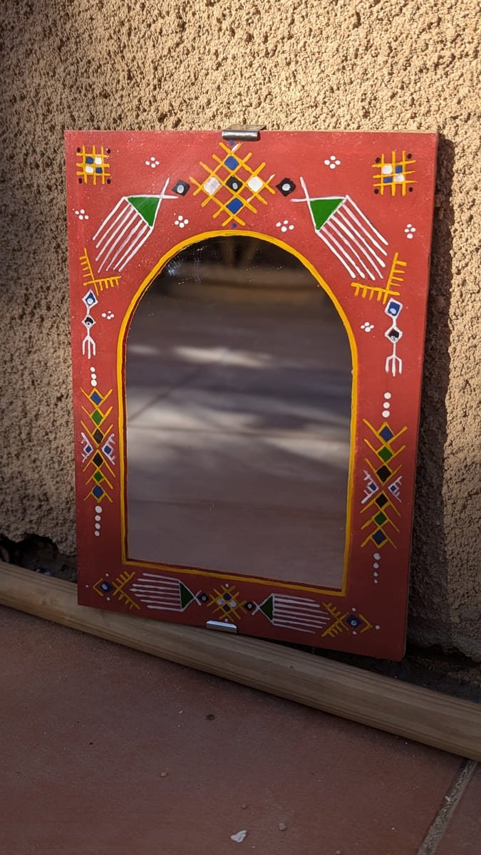 miroir artisanal amazigh rouge