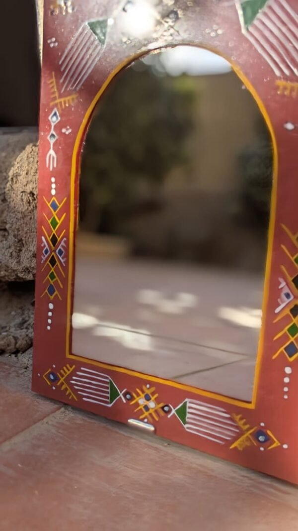 miroir artisanal amazigh rouge