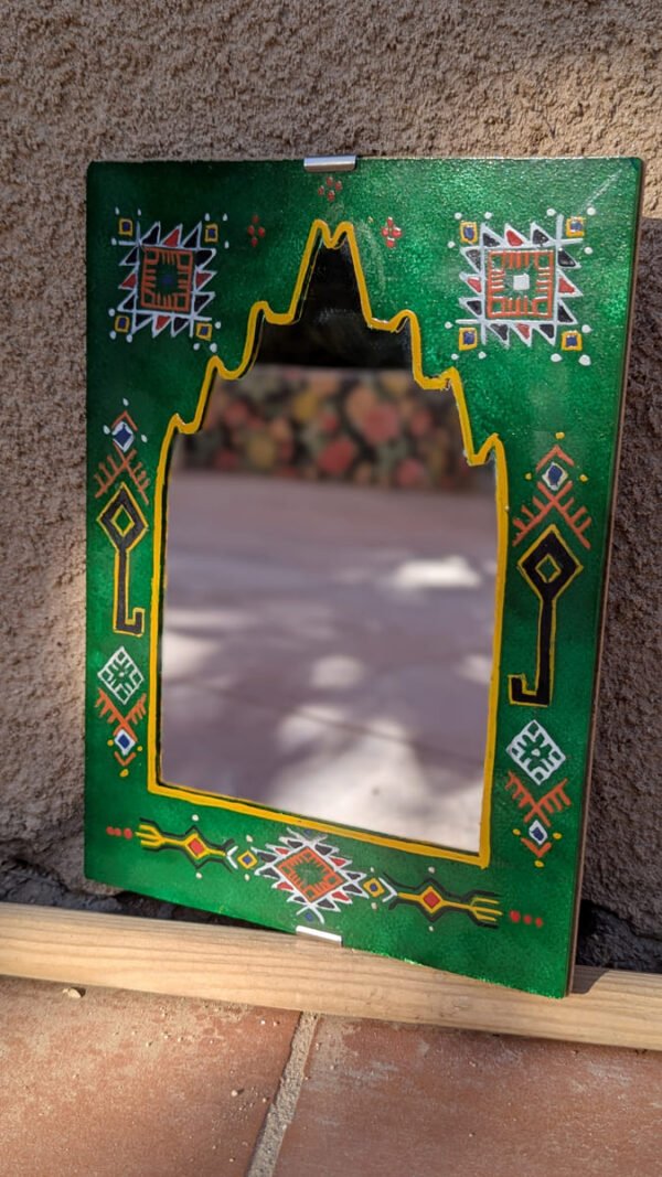 miroir artisanal amazigh vert