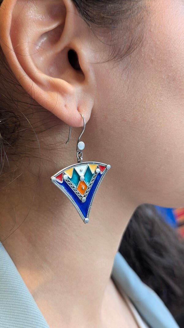 boucles d'oreilles artisanales amazighs en argent émaillé