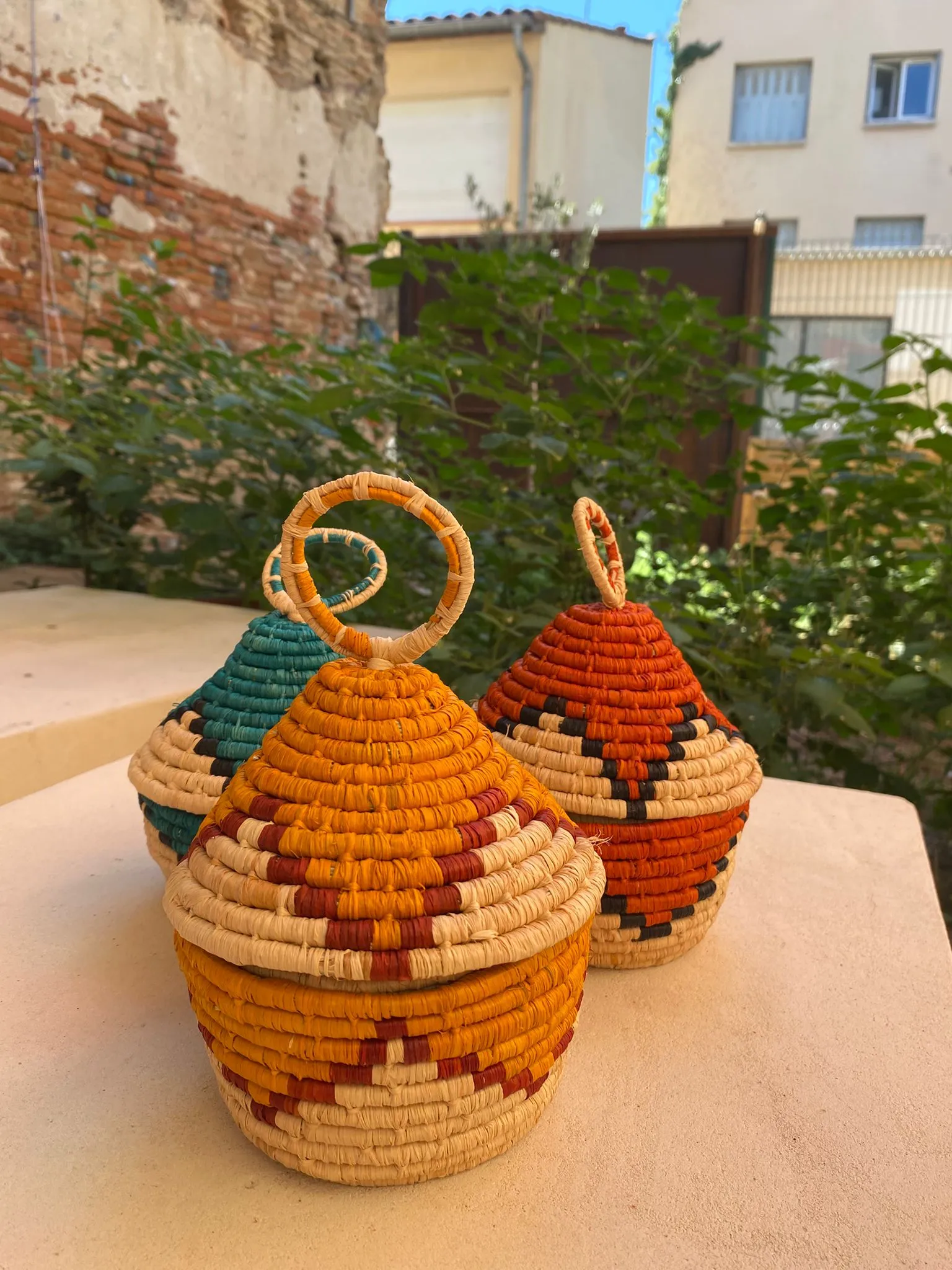 TRIO DE BOITES EN RAPHIA 3